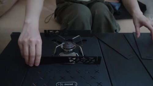 バーナーユニットをセッティングするこぎキャンプ